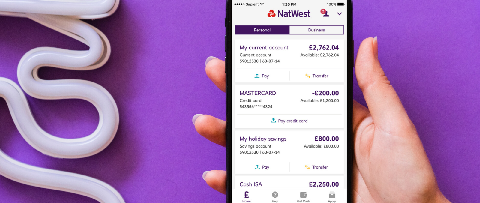 NatWest Bank — mobile banking app UI