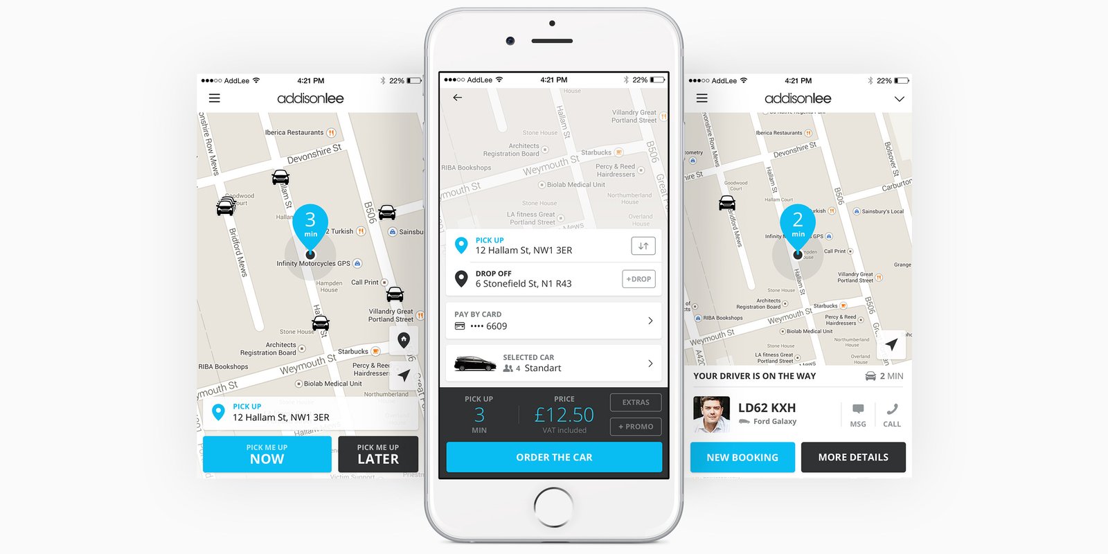 Addison Lee — app screens