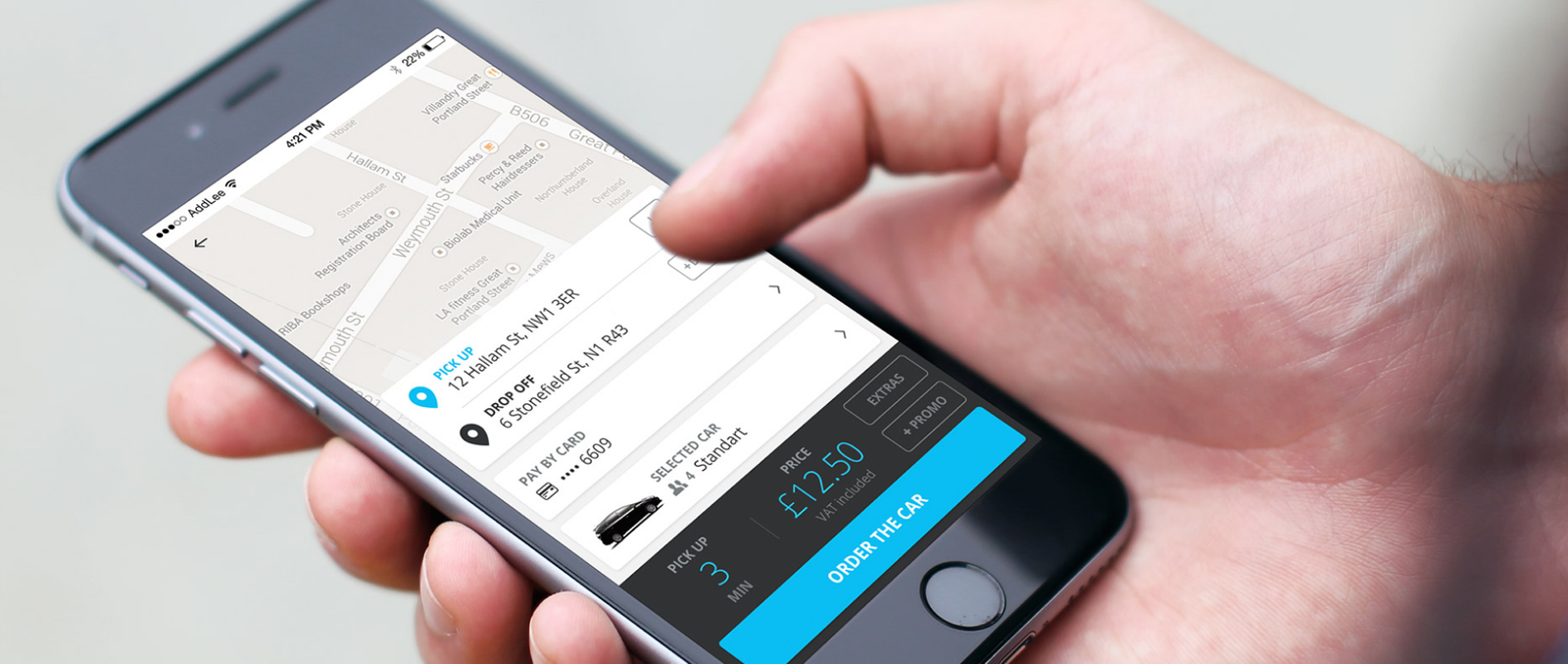 Addison Lee — ride-hailing app UI