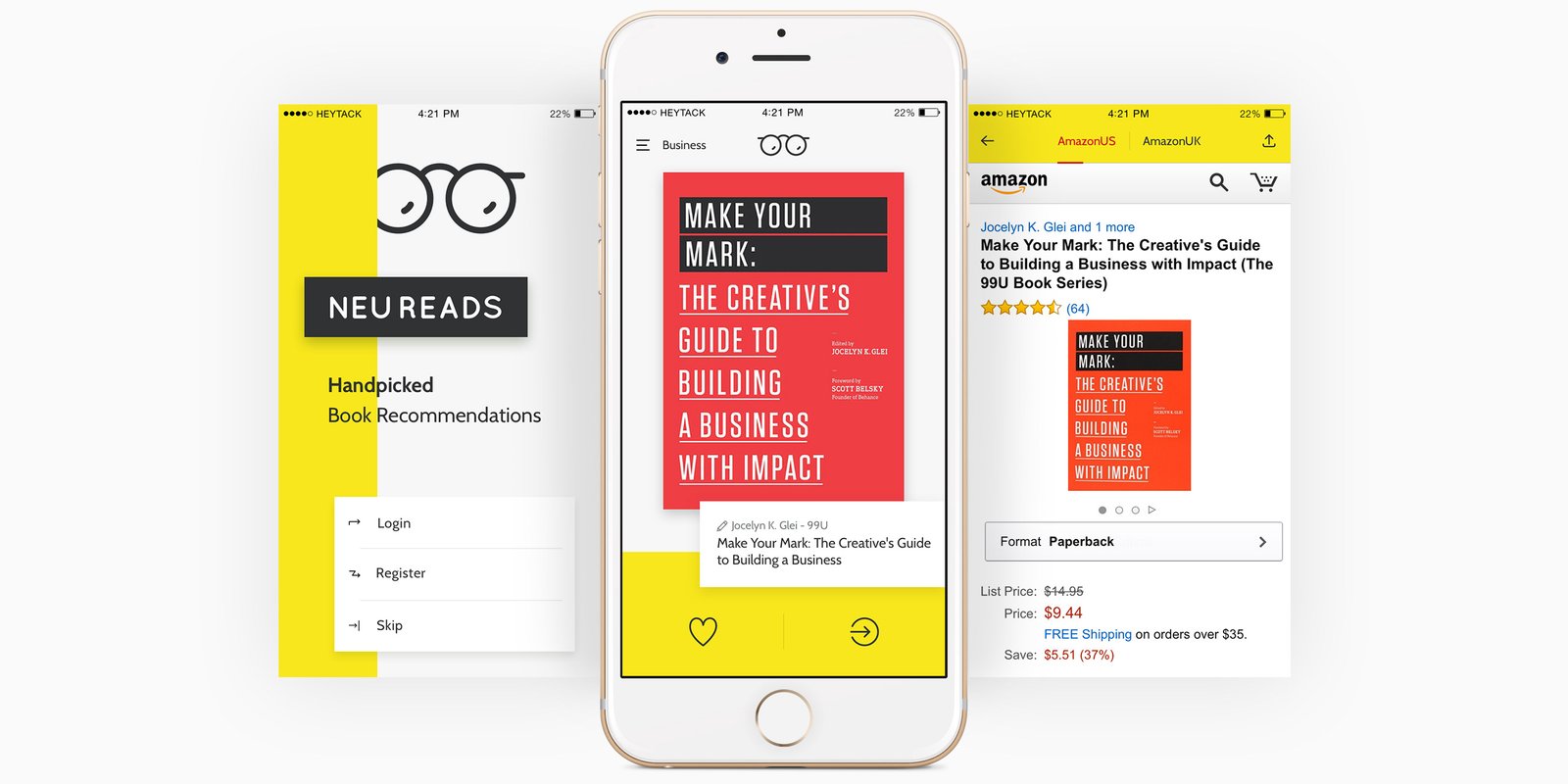 NeuReads — app screens